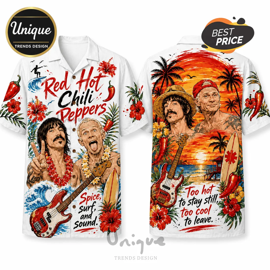 Red Hot Chili Peppers Tropical Hawaiian Shirt Red Hot Chili Peppers Tropical Hawaiian Shirt