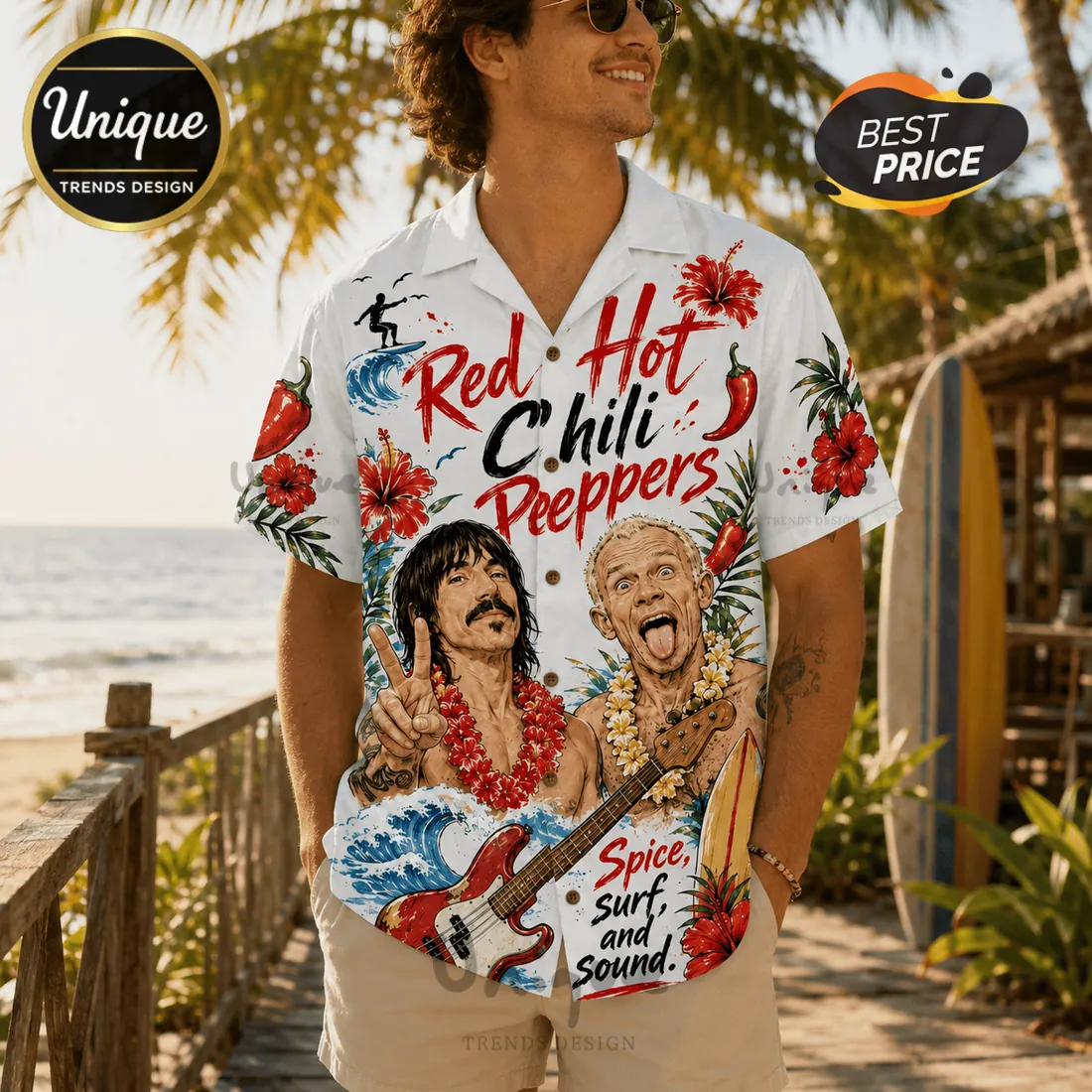 Red Hot Chili Peppers Tropical Hawaiian Shirt Red Hot Chili Peppers Tropical Hawaiian Shirt