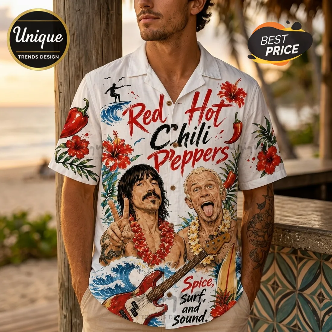 Red Hot Chili Peppers Tropical Hawaiian Shirt Red Hot Chili Peppers Tropical Hawaiian Shirt