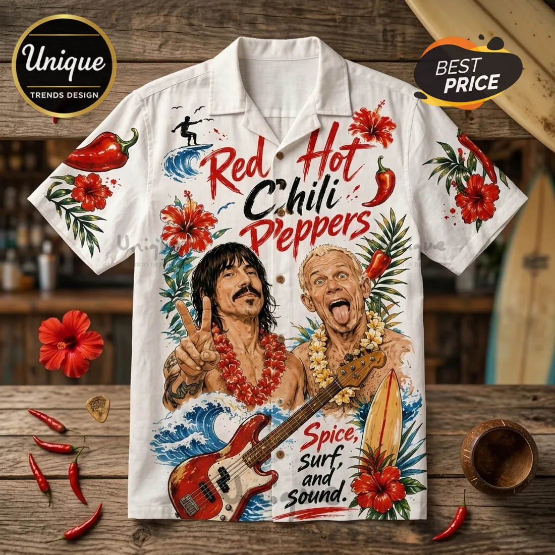 Red Hot Chili Peppers Tropical Hawaiian Shirt Red Hot Chili Peppers Tropical Hawaiian Shirt