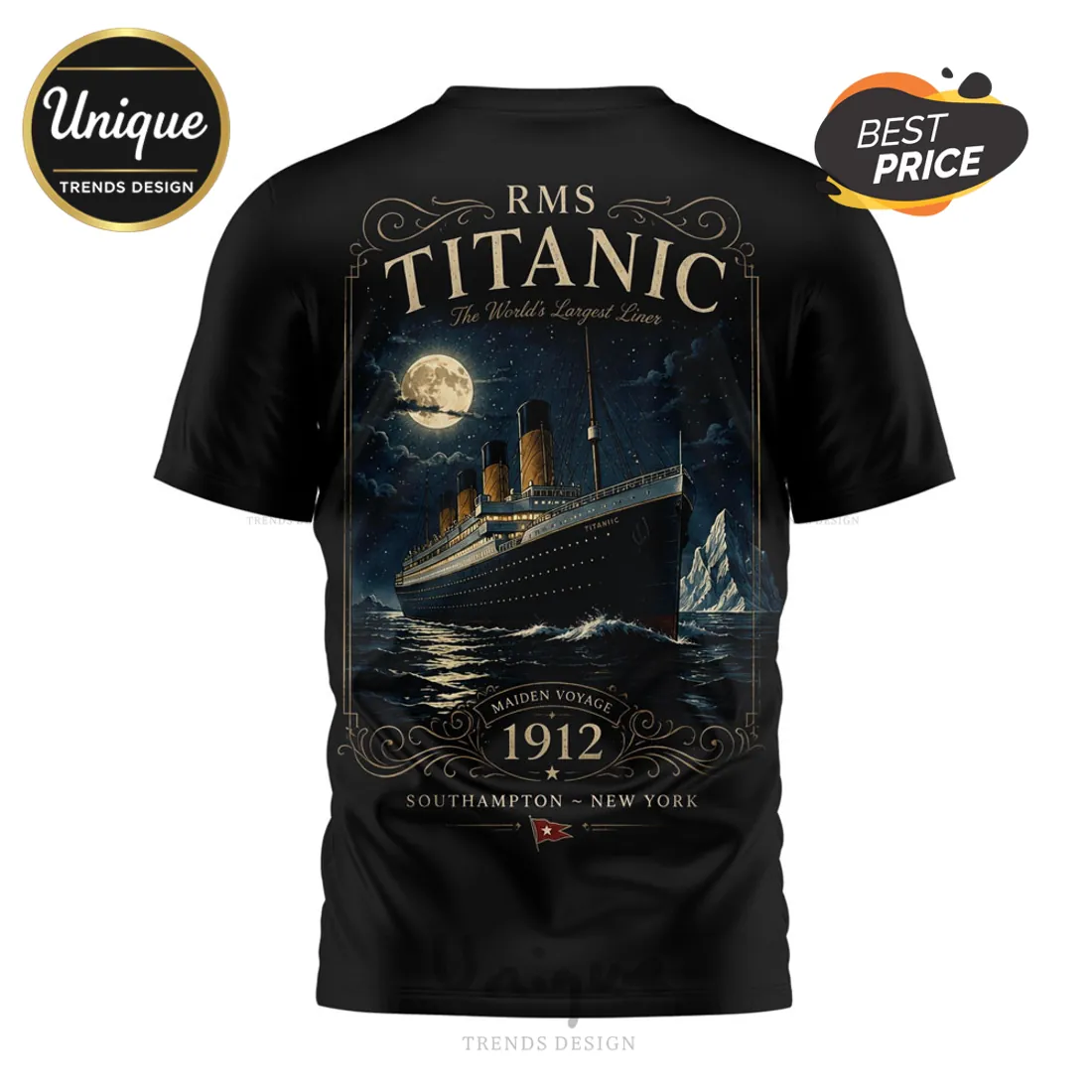RMS Titanic Maiden Voyage 1912 Graphic Collectible T-shirt RMS Titanic Maiden Voyage 1912 Graphic Collectible T-shirt
