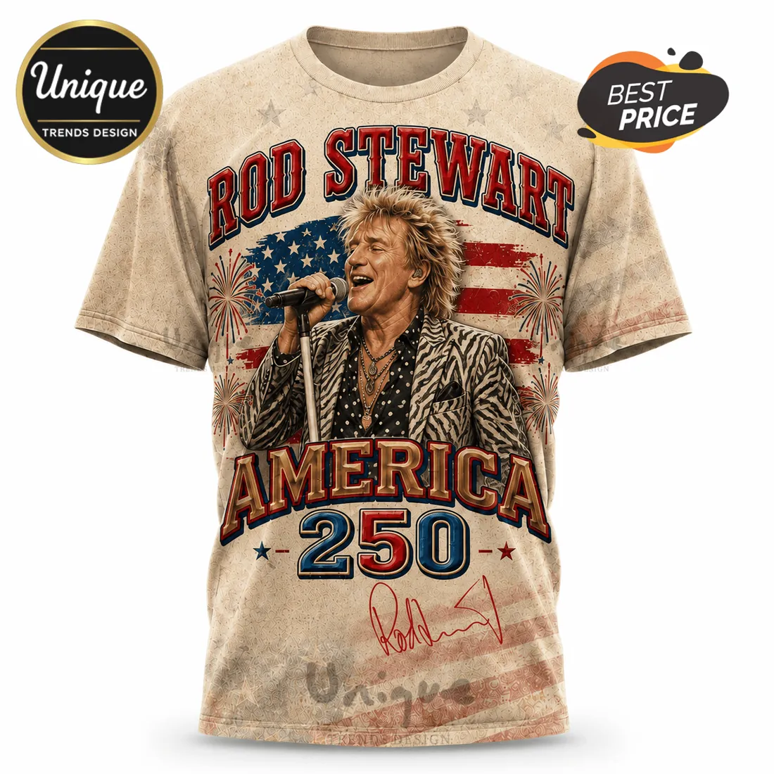 Rod Stewart America 250 Patriotic Celebration Tour Crewneck Shirt Rod Stewart America 250 Patriotic Celebration Tour Crewneck Shirt