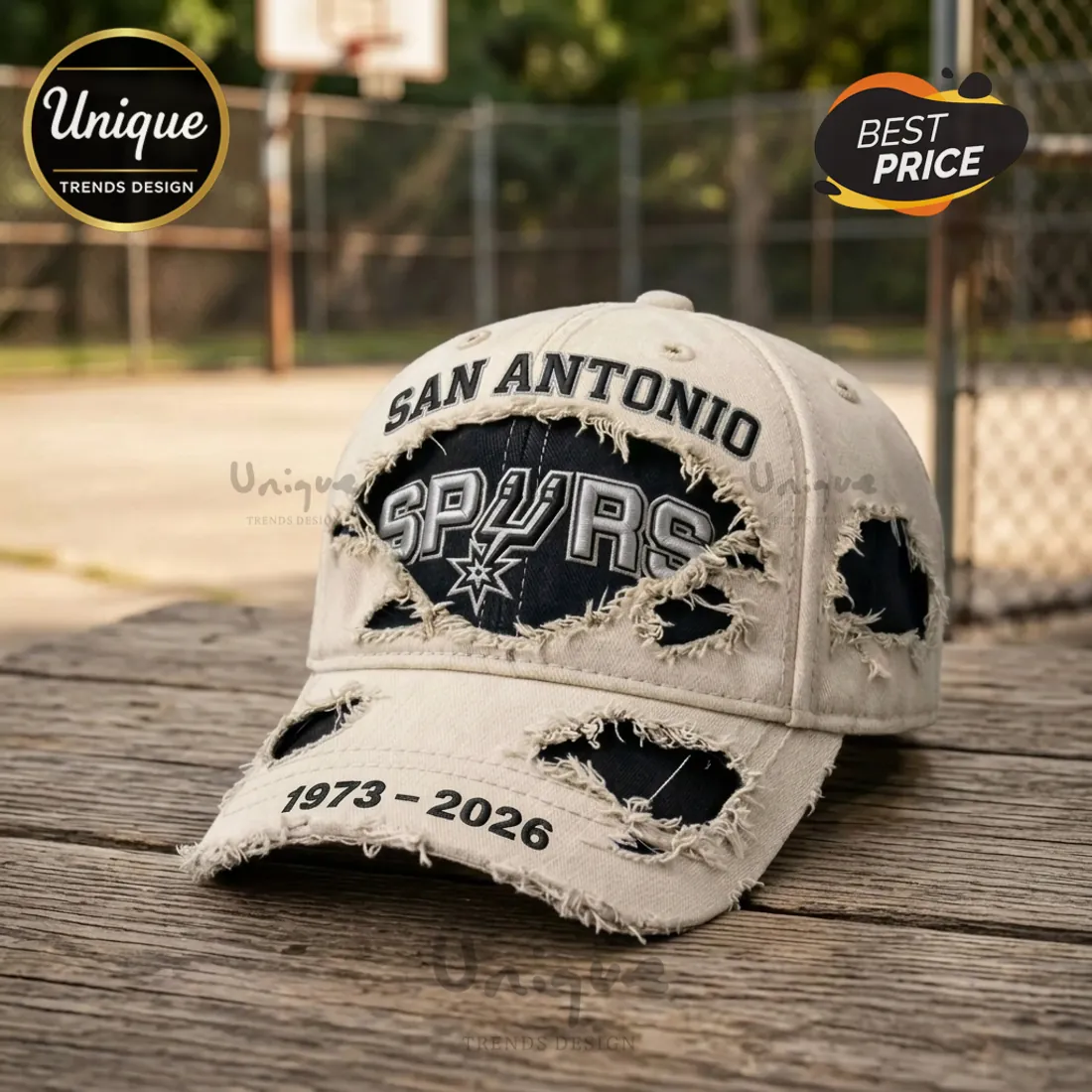 San Antonio Spurs 1973-2026 Anniversary Distressed Baseball Cap San Antonio Spurs 1973-2026 Anniversary Distressed Baseball Cap