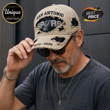 San Antonio Spurs 1973-2026 Anniversary Distressed Baseball Cap