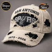 San Antonio Spurs 1973-2026 Anniversary Distressed Baseball Cap