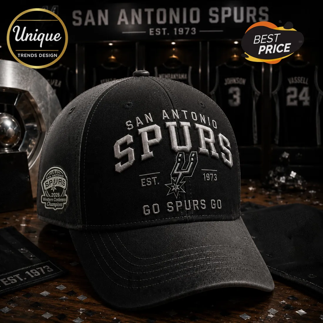 San Antonio Spurs 2026 Western Conference Champions Baseball Cap San Antonio Spurs 2026 Western Conference Champions Baseball Cap
