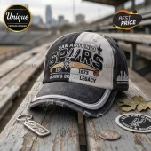 San Antonio Spurs Est 1973 Black & Silver Legacy Distressed Baseball Cap