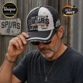 San Antonio Spurs Est 1973 Black & Silver Legacy Distressed Baseball Cap