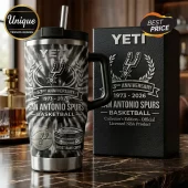 San Antonio Spurs Yeti 53rd Anniversary 1973-2026 Travel Handle Tumbler