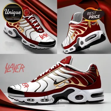 Slayer Band White Gold Nike Air Max Plus Running Shoes