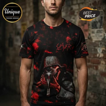 Slayer God Hates Us All Black Red Eagle Skull Band Graphic T-Shirt