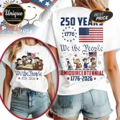Snoopy Peanuts We The People 1776-2026 Semiquincentennial Patriotic T-Shirt