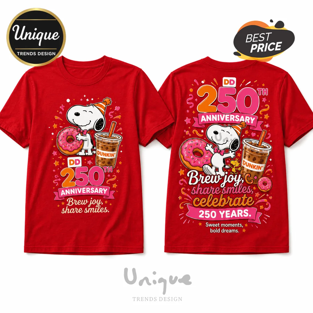 Snoopy x Dunkin Donuts 250th Anniversary Collectible T-Shirt Snoopy x Dunkin Donuts 250th Anniversary Collectible T-Shirt