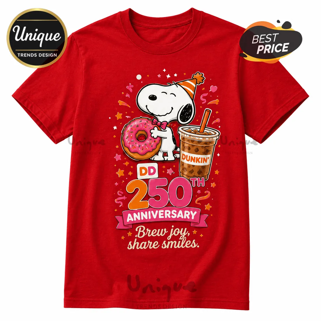 Snoopy x Dunkin Donuts 250th Anniversary Collectible T-Shirt Snoopy x Dunkin Donuts 250th Anniversary Collectible T-Shirt