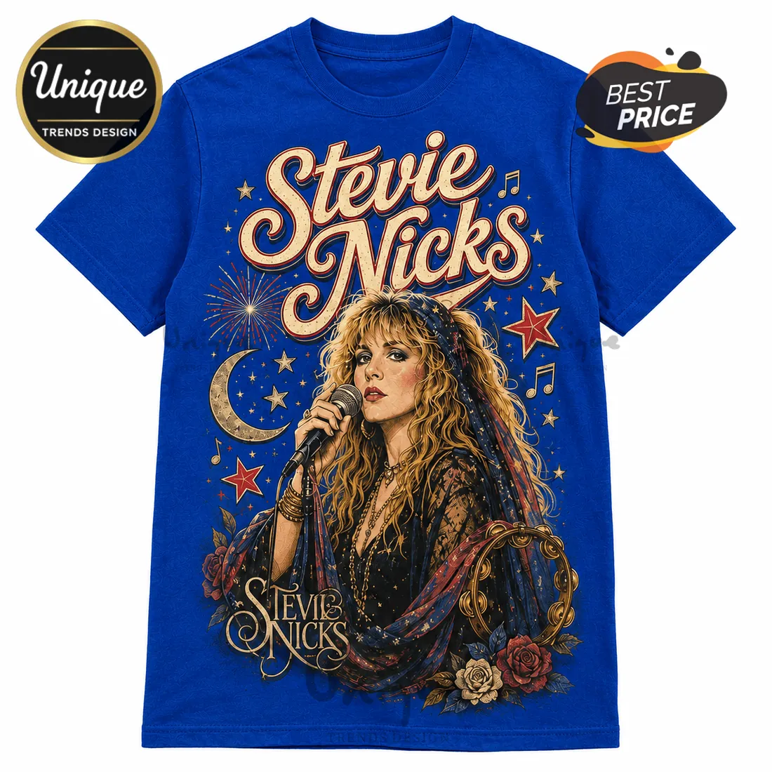 Stevie Nicks Red White and Blue Americana Casual T-Shirt Stevie Nicks Red White and Blue Americana Casual T-Shirt