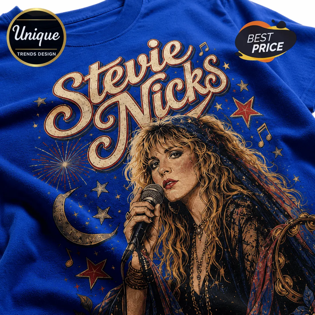 Stevie Nicks Red White and Blue Americana Casual T-Shirt Stevie Nicks Red White and Blue Americana Casual T-Shirt