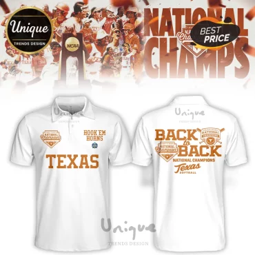 Texas Longhorns 2026 NCAA Softball Back to Back Champions Polo Shirt