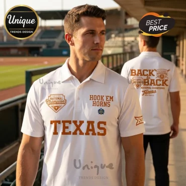 Texas Longhorns 2026 NCAA Softball Back to Back Champions Polo Shirt