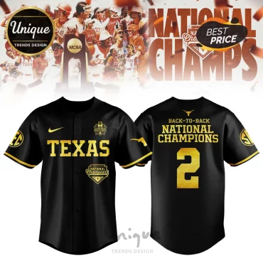 Texas Longhorns Nike 2026 Back-to-Back National Champions Baseball Jersey