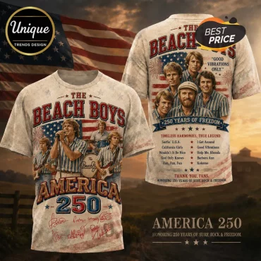 The Beach Boys America 250 Vintage Patriotic Crewneck T-Shirt