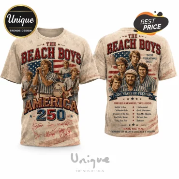 The Beach Boys America 250 Vintage Patriotic Crewneck T-Shirt