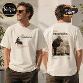 Off-white t-shirt featuring The Intouchables movie graphics on the front chest and full back with film scene imagery.!