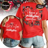 The Rolling Stones Addiction Heartbeat Retro Rock Collectible Graphic T-Shirt