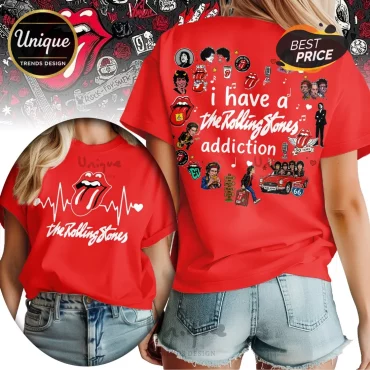 The Rolling Stones Addiction Heartbeat Retro Rock Collectible Graphic T-Shirt