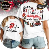 The Rolling Stones Addiction Heartbeat Retro Rock Collectible Graphic T-Shirt