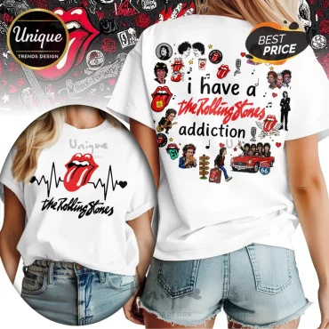 The Rolling Stones Addiction Heartbeat Retro Rock Collectible Graphic T-Shirt