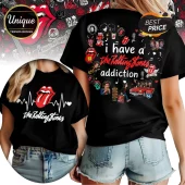The Rolling Stones Addiction Heartbeat Retro Rock Collectible Graphic T-Shirt