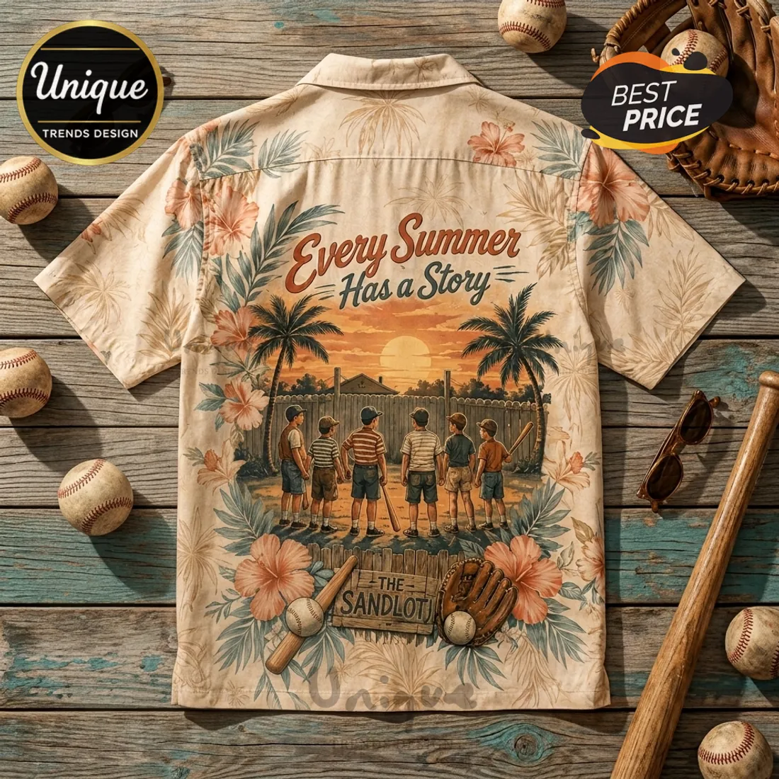 The Sandlot Beige Tropical Button Down Shirt The Sandlot Beige Tropical Button Down Shirt
