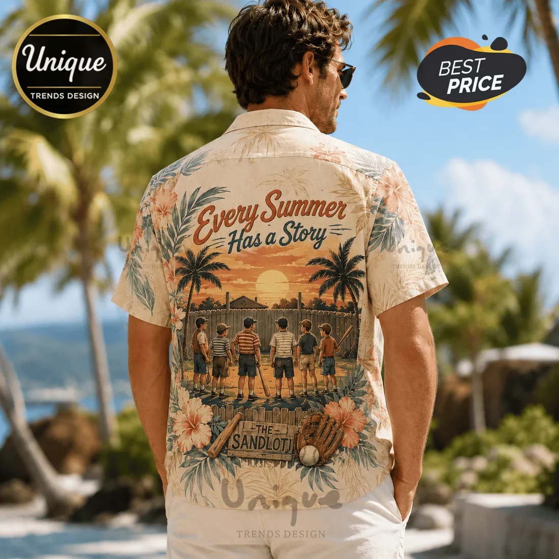 The Sandlot Beige Tropical Button Down Shirt The Sandlot Beige Tropical Button Down Shirt