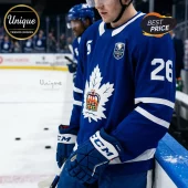 Blue hockey jersey with number 26, 2020 Calder Cup Finals patch, and Toronto-style maple leaf crown emblem on ice rink.!