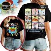 Black cartoon tees reading Nurse Story and Lab Story To Infinity and Beyond For Our Patients!