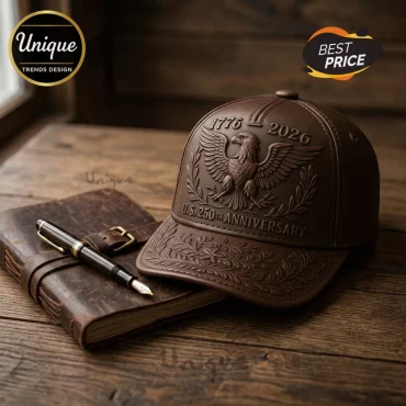 USA 250th Anniversary Embossed Leather Baseball Cap