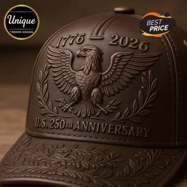 USA 250th Anniversary Embossed Leather Baseball Cap