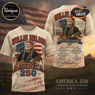 Willie Nelson America 250 Years Of Freedom Patriotic T-Shirt