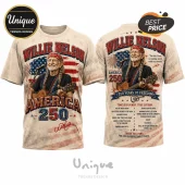 Willie Nelson America 250 Years Of Freedom Patriotic T-Shirt