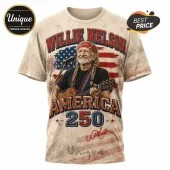 Willie Nelson America 250 Years Of Freedom Patriotic T-Shirt
