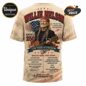 Willie Nelson America 250 Years Of Freedom Patriotic T-Shirt