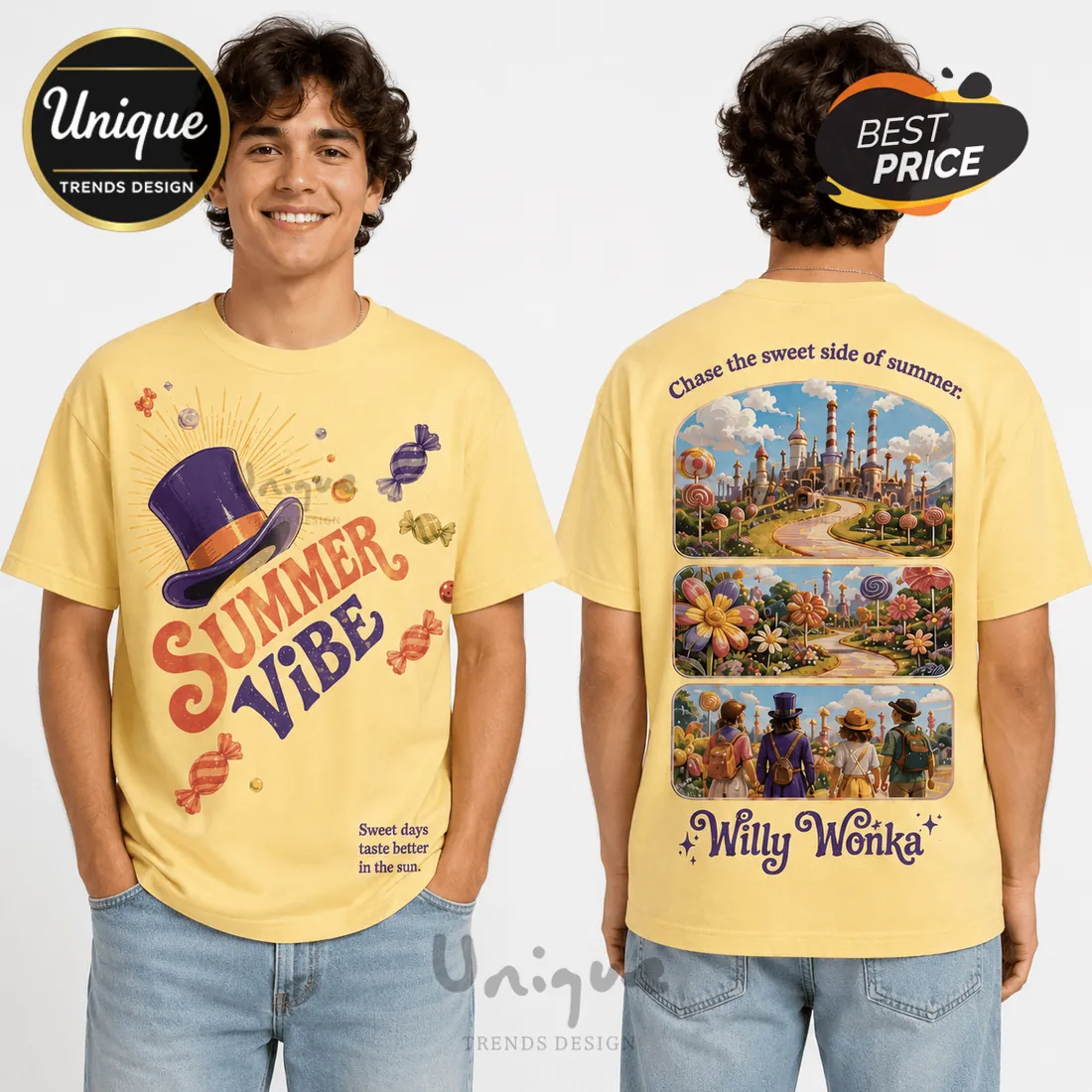 Willy Wonka Yellow Summer Vibes T-Shirt Willy Wonka Yellow Summer Vibes T-Shirt