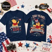 Winnie the Pooh x America 250 Patriotic 1776-2026 Collectible Graphic T-Shirt