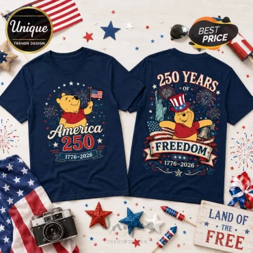 Winnie the Pooh x America 250 Patriotic 1776-2026 Collectible Graphic T-Shirt