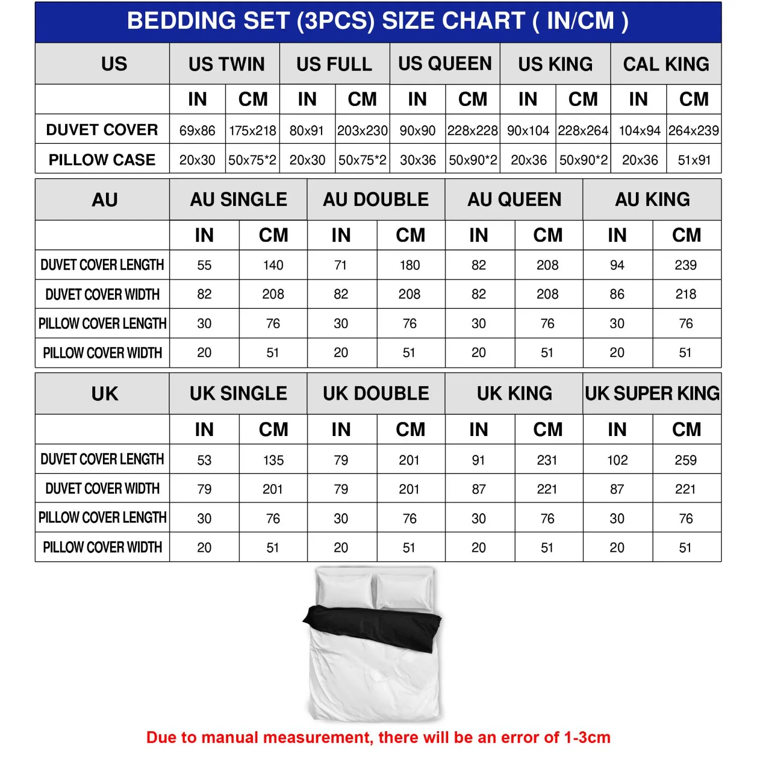  Size Chart Table - UniqueTrendsDesign