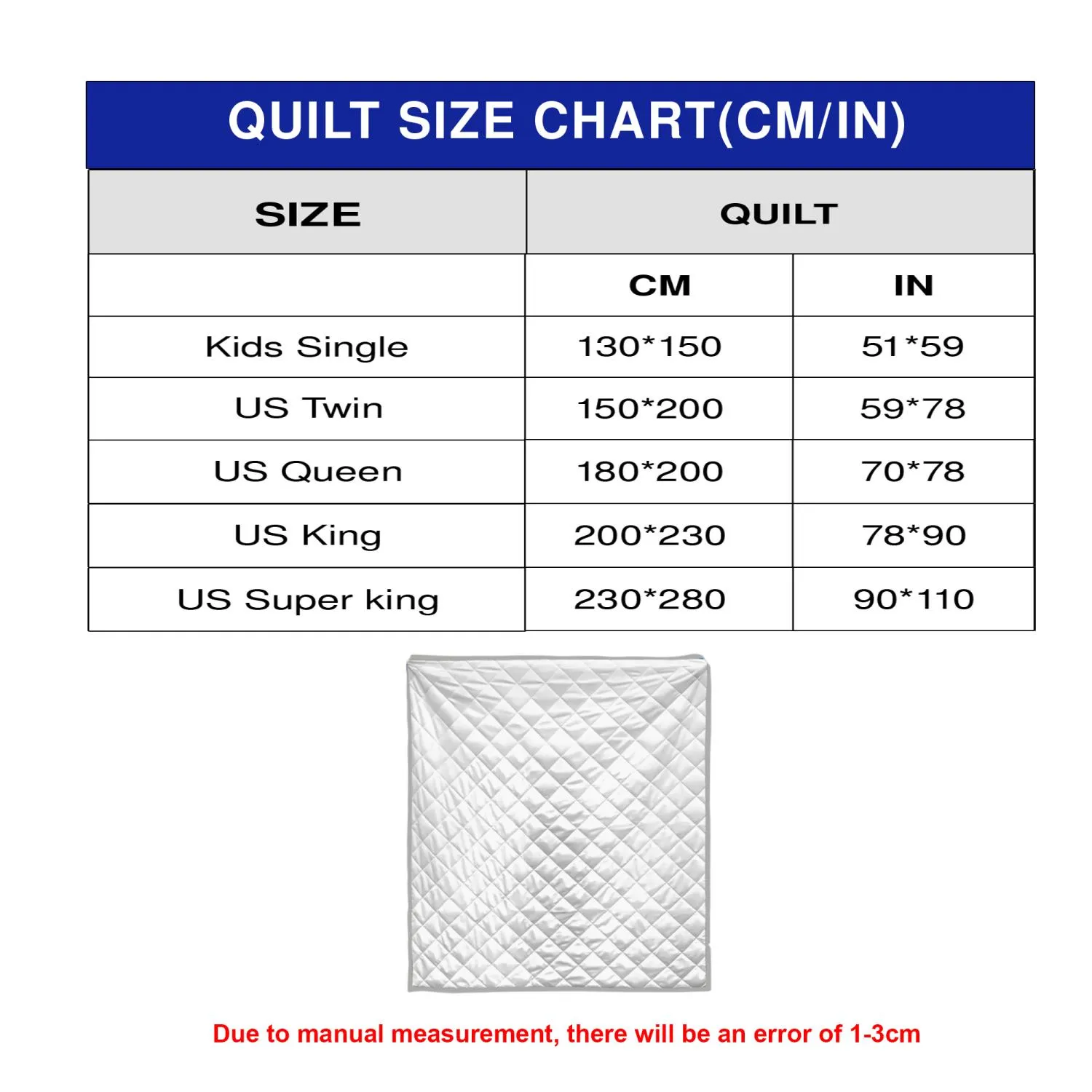  Size Chart Table - UniqueTrendsDesign