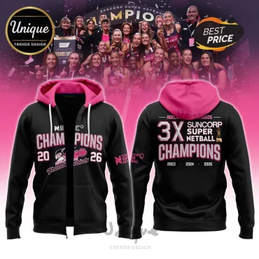 Adelaide Thunderbirds 3X Champions Black Zip Hoodie