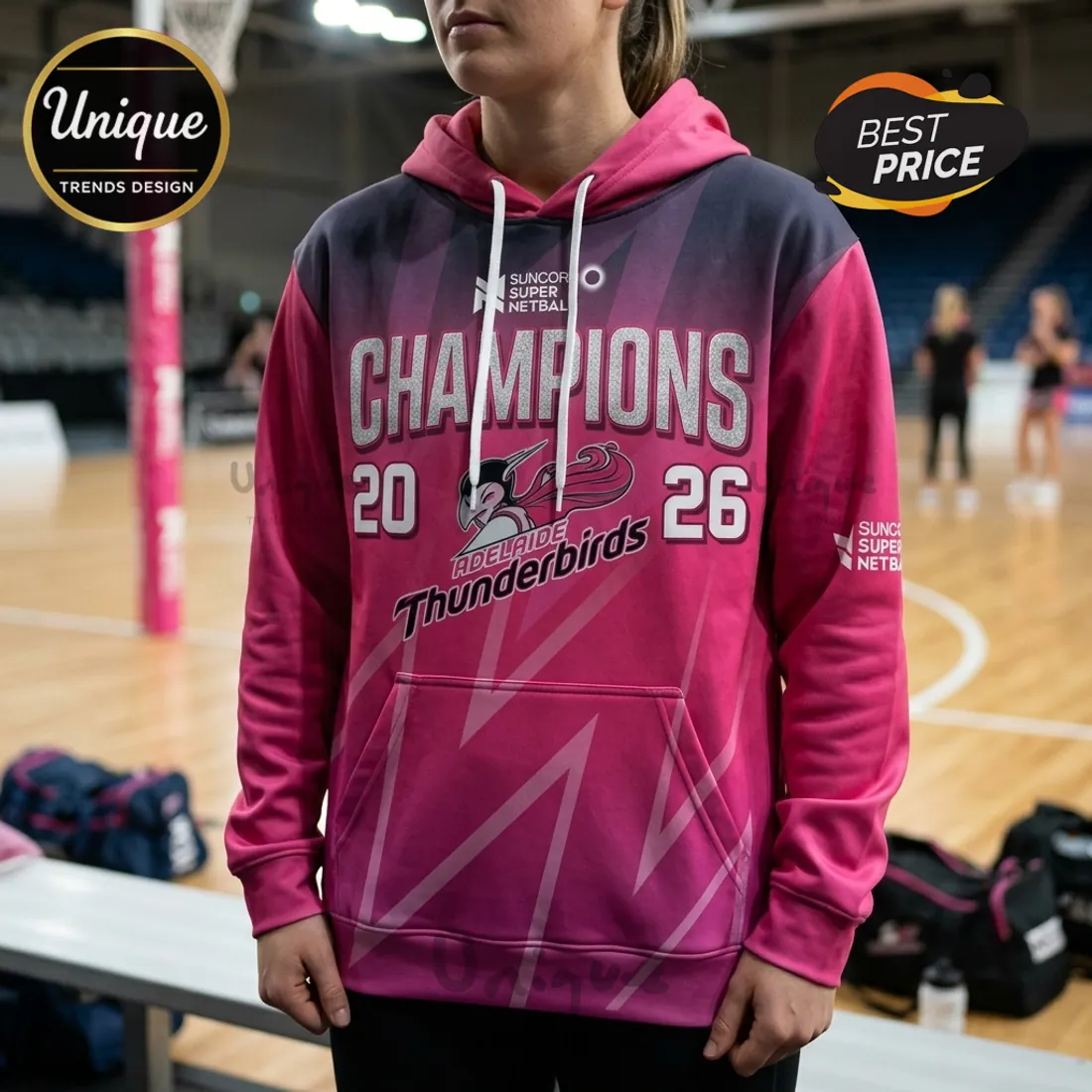 Adelaide Thunderbirds 3X Champions Pink Hoodie Adelaide Thunderbirds 3X Champions Pink Hoodie