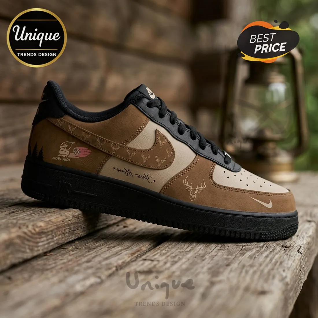 Adelaide Thunderbirds Deer Brown Nike Air Force 1 Sneakers Adelaide Thunderbirds Deer Brown Nike Air Force 1 Sneakers