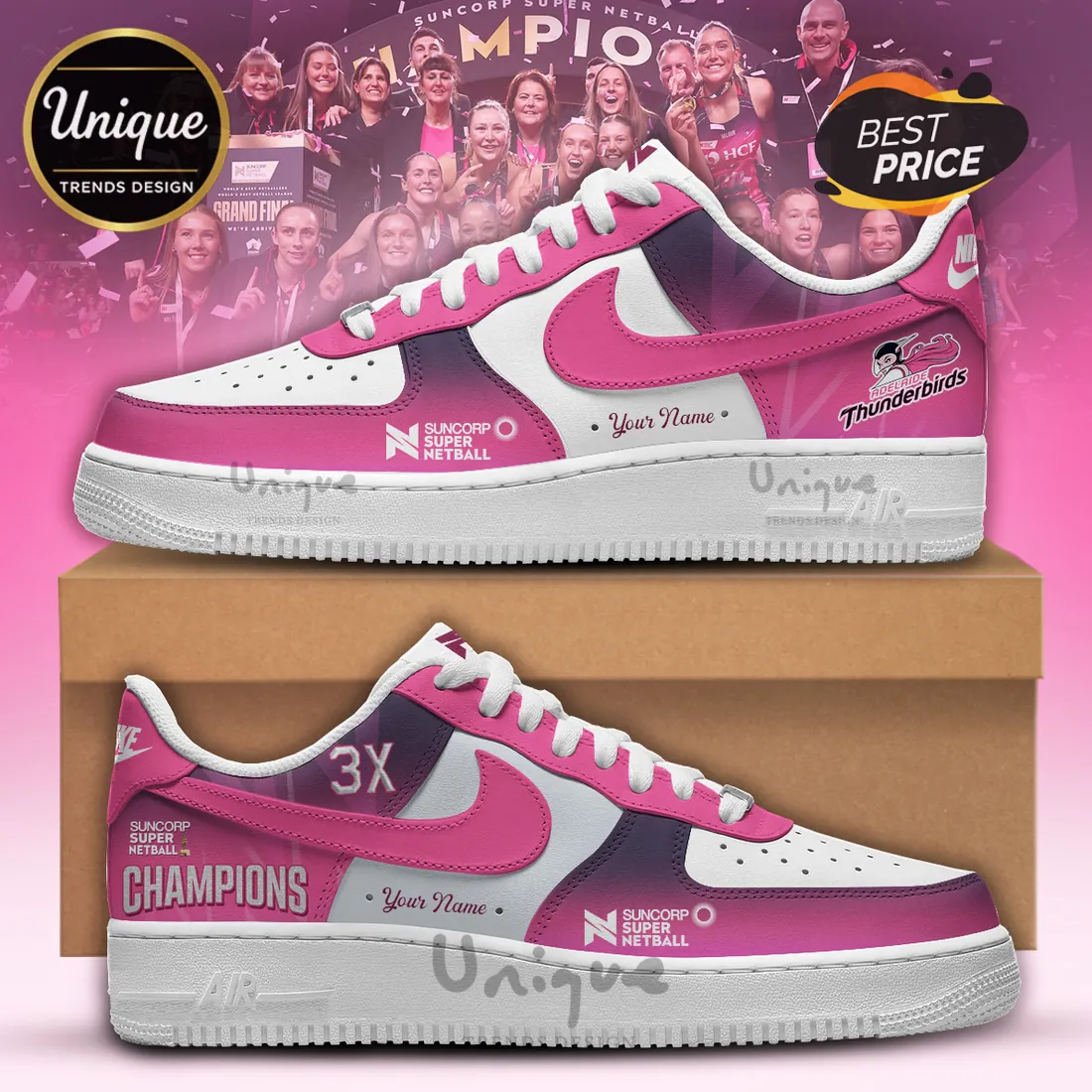 Adelaide Thunderbirds Suncorp Super Netball Champions Air Force Sneakers Adelaide Thunderbirds Suncorp Super Netball Champions Air Force Sneakers